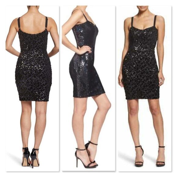 Dress the Population Lindsay Sequin Cheetah Sheath Dress size Large - NEW - Picture 1 of 13